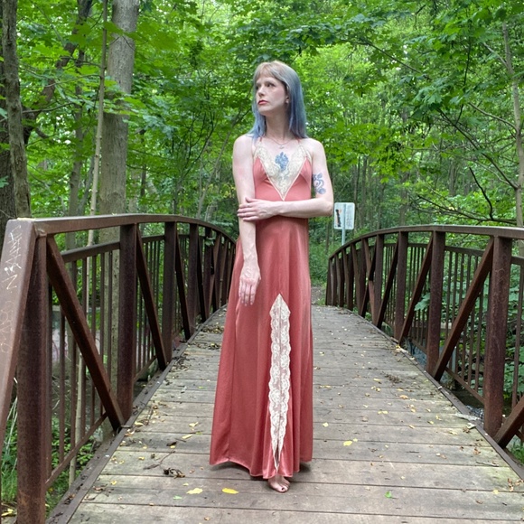 Vintage Maxi Lace Slip Dress - Picture 1 of 9